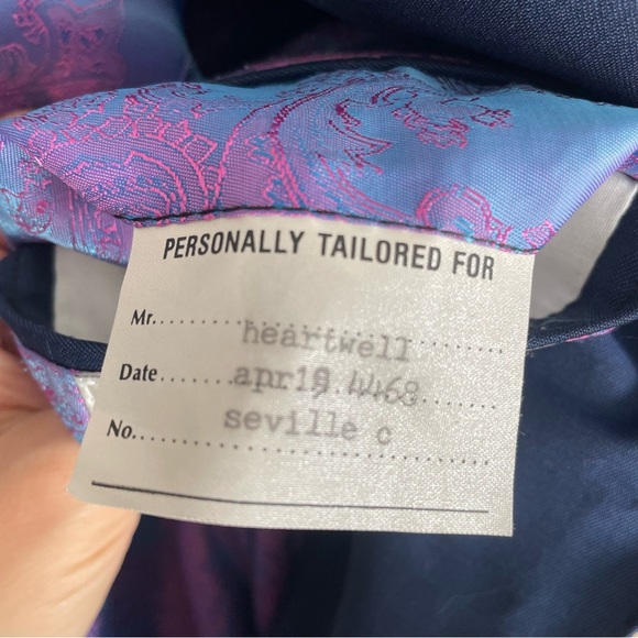 Luxury Italian Longline Sports Coat Blazer Suit Jacket Long Blue Unisex - Picture 11 of 15